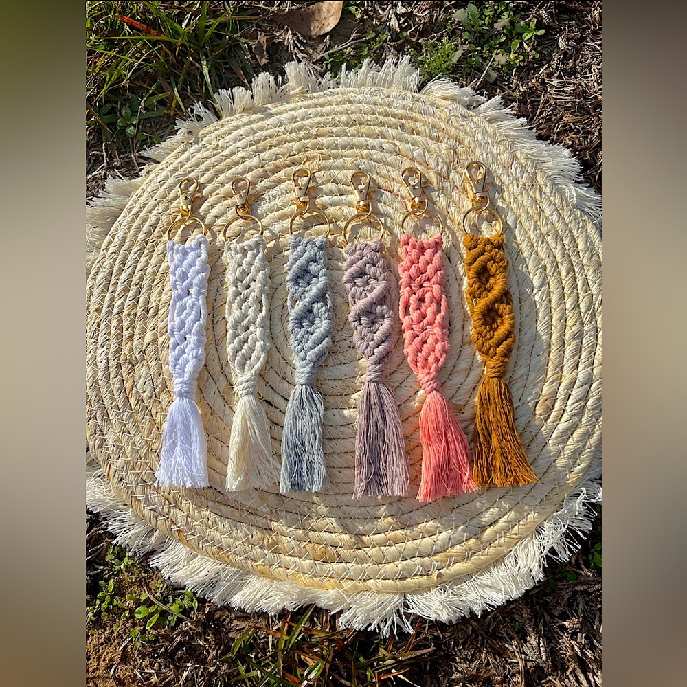 Boho braided keychain beach style gifts for birthday anniversary wedding weaved